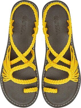 Strappy Braided Flat Sandals for Women - Comfy Boho Beach & Summer Shoes